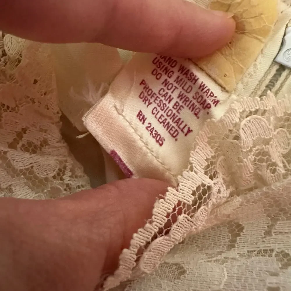 Candi Jones‎ California Vintage 70s Cream Lace Trim Prairie Wedding Dress Size S - Picture 3 of 14